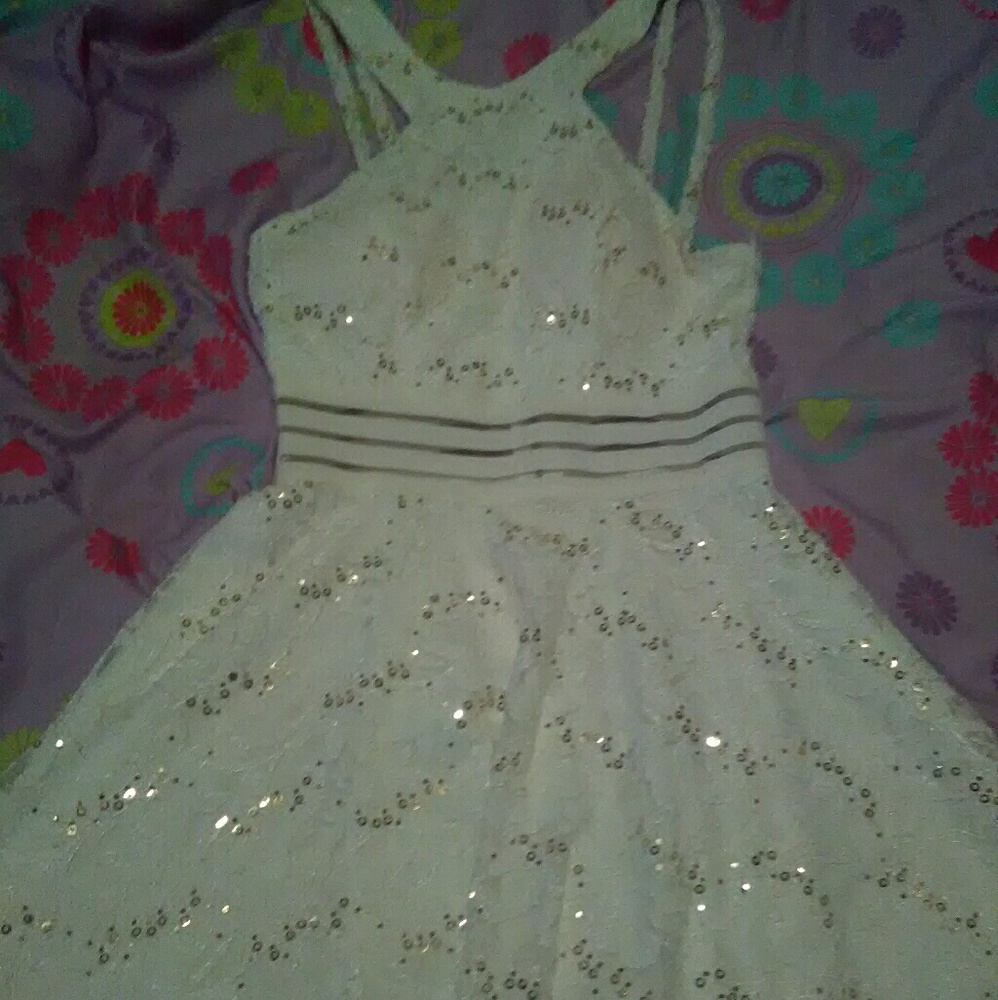 White dress w gold sequins from Macy's